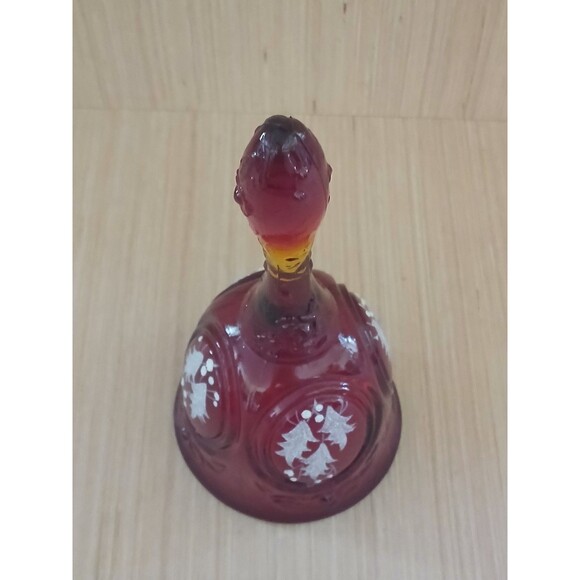Fenton Glass Bell Red Christmas Holiday Decoration Hand painted Ringing Bell - Picture 6 of 9